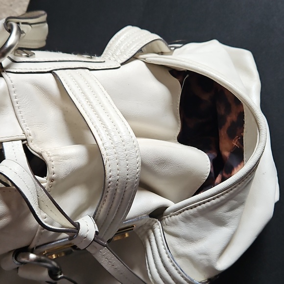 B. Makowsky White Leather Purse Hobo Bag - Picture 6 of 11